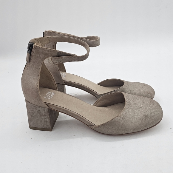 Eileen Fisher Indi Pump Heel Metallic Platinum Nubuck Leather –Size 8.5 - Picture 5 of 10